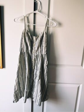 Old Navy Black & White Striped Spaghetti-Strap Dress